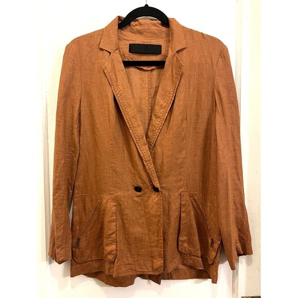 JENNI KAYNE Brown Linen Jacket Blazer Women's Size Small - Picture 2 of 9